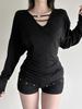 KaiKuo Y2K Style Slim V-Neck T-shirt - Women's Autumn/Winter 2025 Collection