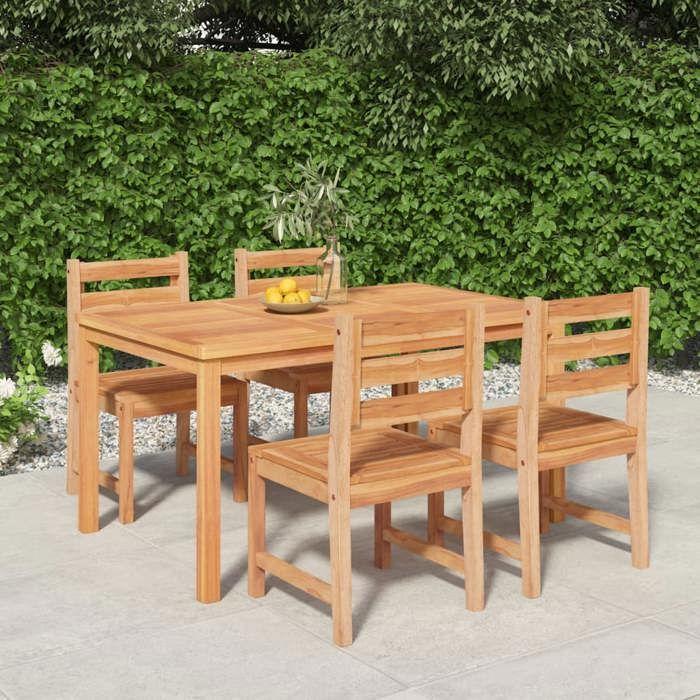 VidaXL Ensemble à manger de jardin 5pcs Bois de teck massif, meubles de jardin, meubles d'extérieur, table et chaise de 3157185