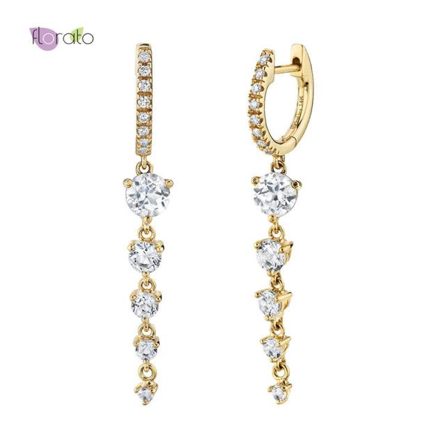 Bohemian Crystal Pendant 925 Sterling Silver Ear Buckle Exquisite Hoop Earrings Simple Fashion Jewelry For Women Birthday Gifts