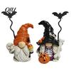 Spiders Bats Pumpkin Figurines Halloween Gnome Figurine, Small Resin Dwarf Table Decoration, Spooky Yard Decoration Bat Skull Statue for Tiered Tray,