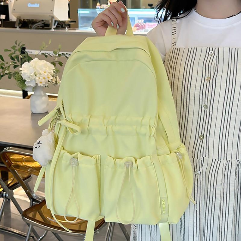 Minimalist Solid Bowknot Students Schoolbag Tutoring Bag Large Capacity Nylon Knapsack Waterproof Outdoor Travel Backpack Tote