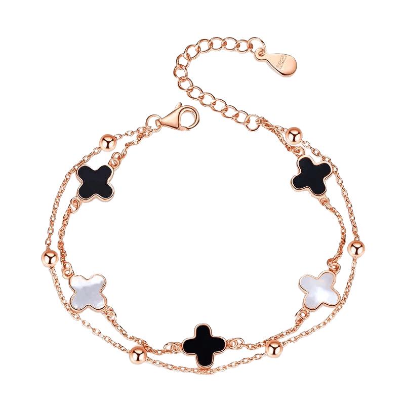 MiniYaya 925 Silver Four-Leaf Clover Bracelet