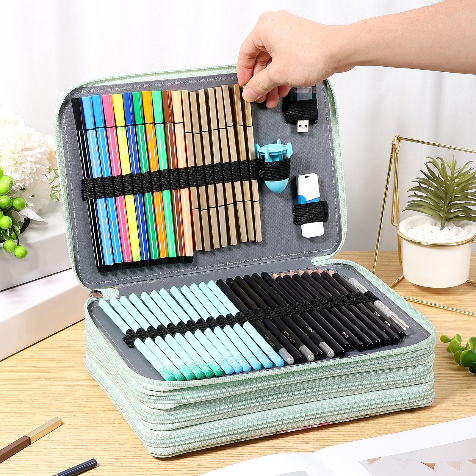 

Изысканный портативный пенал с 200 отверстиями и 4-слойным дизайном, большая вместительная сумка для хранения ручек, подходит для художников