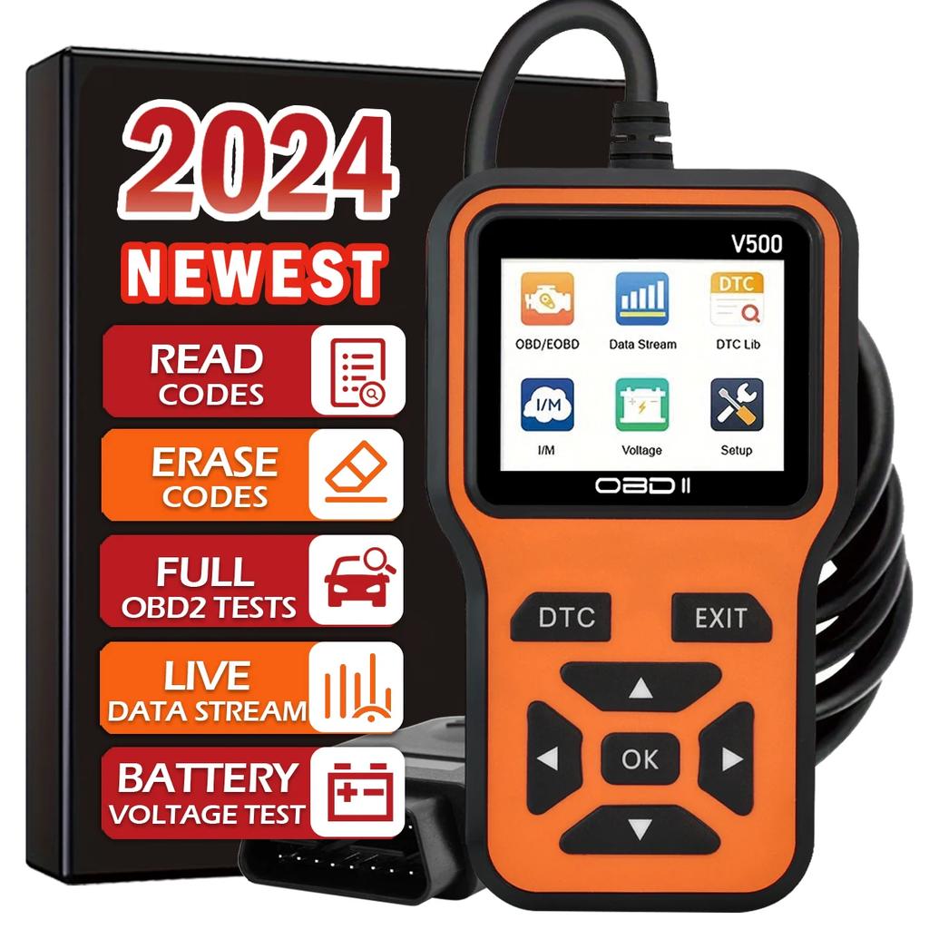 OBD2 Scanner V500 - Instant Code Reader & Voltage Check | Full System Diagnostics for OBDII/CAN Cars |10s Fault Analysis