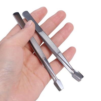 Stainless Steel Flat Mouth Eyelashes Tweezers Professional False Eyelash Aids Eyebrow Pliers Straight/Elbow Eyelash Extension