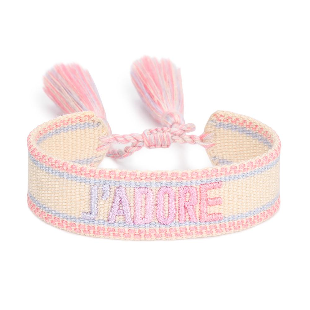 Rhinestone Embroidery Woven Bracelets Adjustable Rope Stackable Bangle For Women
