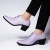 2025 Purple High Heel Men's Shoes Elegant Mens Dress Shoes Designer Moccasin for Men Groom Wedding Leather Shoes Pointed Toe