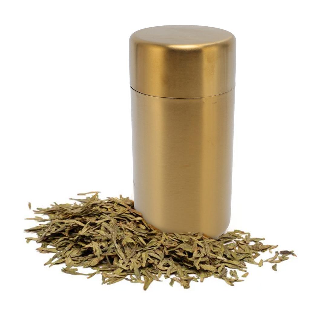 Tea Canister Gold 304 Stainless Steel Sealed Damp Proof Coffee Sugar Tea Leaf Jar