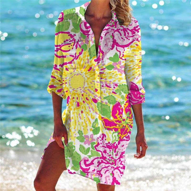 Women's Bikini Cover Up Shirt Swimwear Cardigan Printed Vacation Beach Sexy And Stylish Beachwear Ideal For Summer Pool And Beach Activities