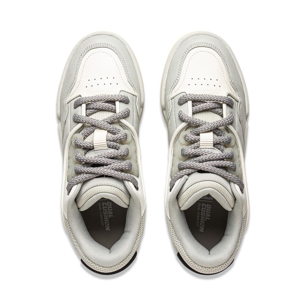 Li Ning 001 BTC Slip Resistant, Abrasion Resistant, Lightweight Low top Skateboard Shoes Men's White Gray AGCV383-1