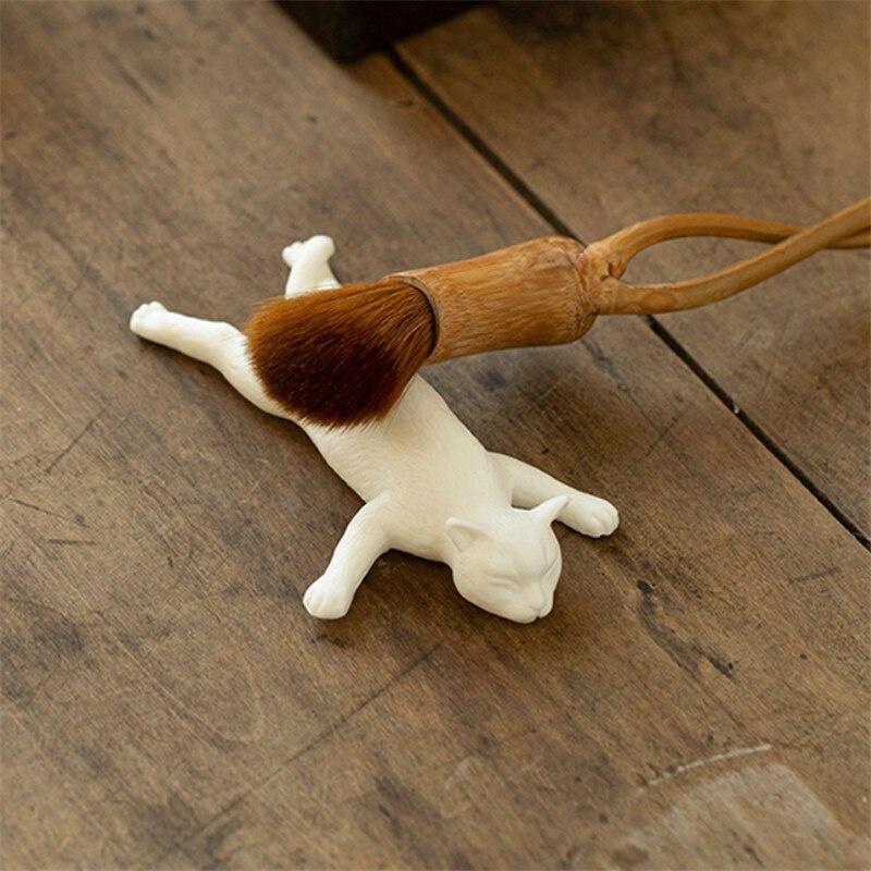 Biała Porcelanowa Kot Herbatka Zwierzątko Ręcznie Robiona Ceramiczna Mała Ozdoba Bonsai Urocza Figurka Zwierzęca Dekoracja Doniczki Biurowej Meble