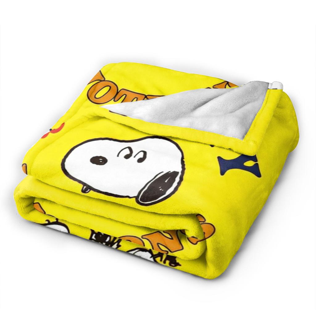 Snoopys Emotions Flannel Blanket Funny Throw Blankets for Bed Sofa Couch 125*100cm Plush Thin Quilt,