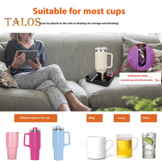 Silikonový protiskluzový držák šálku na pohovku Zásobník s velkým držákem na šálek Více přihrádek Vodotěsný držák na pohovku odolný proti polití