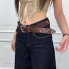 Vintage Y2k Star Rivet Pu Leather Belt With Alloy Buckle For Daily Wear