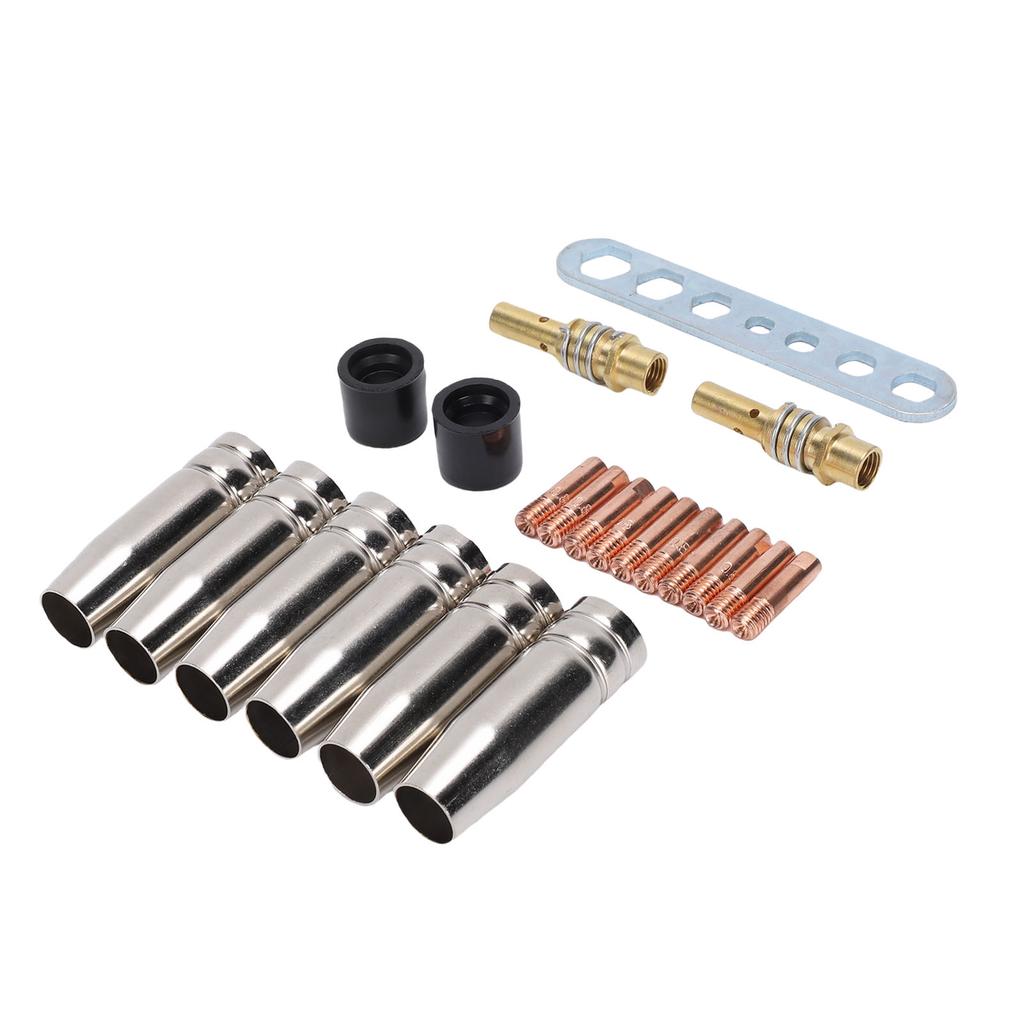 21Pcs Welding Gun Accessory Kit Brass 0.8mm Contacting Tip Gas Nozzle Gas Diffuser Set for MB15 15AK MIG MAG Welding Gun