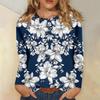 Women's Basic Long-sleeved T-shirt, Round Neck, Leaf Print, Plain Top, Everyday Pullover, Party Gift, Versatile T-shirt