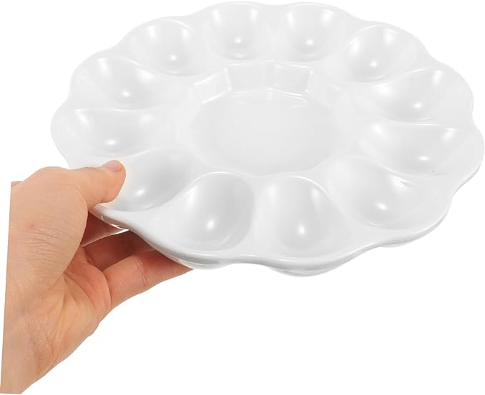Easter Egg Tray Egg Platter Egg Holder Egg Tray for Refrigerator Egg Fixing Holder Ceramic Egg Tray White Color
