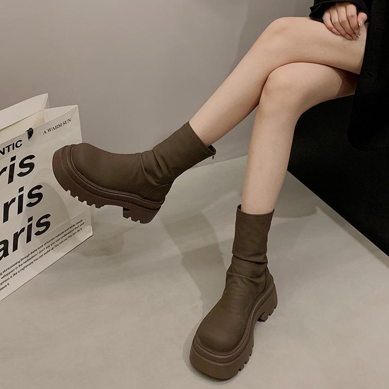 Женские сапоги на танкетке в британском стиле в стиле ретро — фото 3