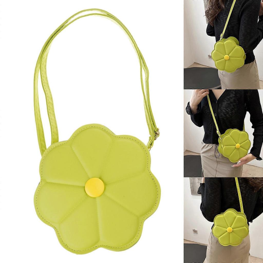 Eye Catching Crossbody Bag Delicate Flower ShapedShoulder Bags PU Leather Satchel Casual Handbag For Office And Travel  White
