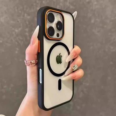 Luxury Wireless Charging Magsafe Transparent Phone Case For iPhone 11 12 13 14 15 16 Pro Max Plus Magnetic Bumper Back Cover