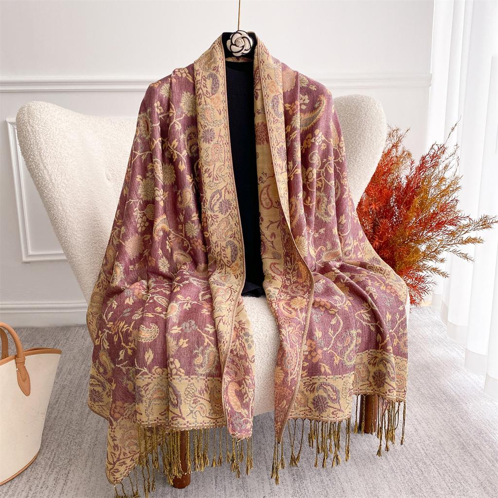 [T755] Ethnic Style Jacquard Tassel Blanket Paisley Pashmina Winter Warm Shawl Wrap Luxury Scarf Women Neckerchief Poncho