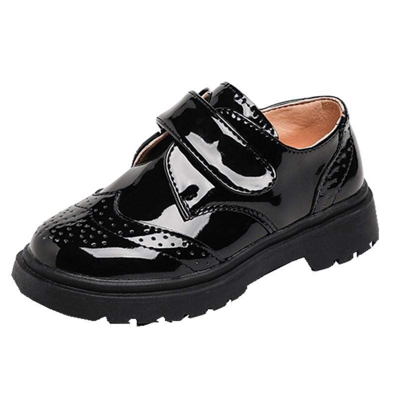 Boys' Black Leather Shoes Soft Sole, Korean-Style, for Spring/Autumn 2025 School Performance.