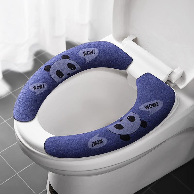 Four Seasons Cartoon Electrostatic Toilet Seat Cushion - Warm, Thickened, Adhesive Pad