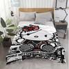Kawaii Cat Hellos Warm Blanket Throw Furry Winter Blankets for Adults Microfiber Bedding Home Interior Fluffy Plaid Sofa Knee &
