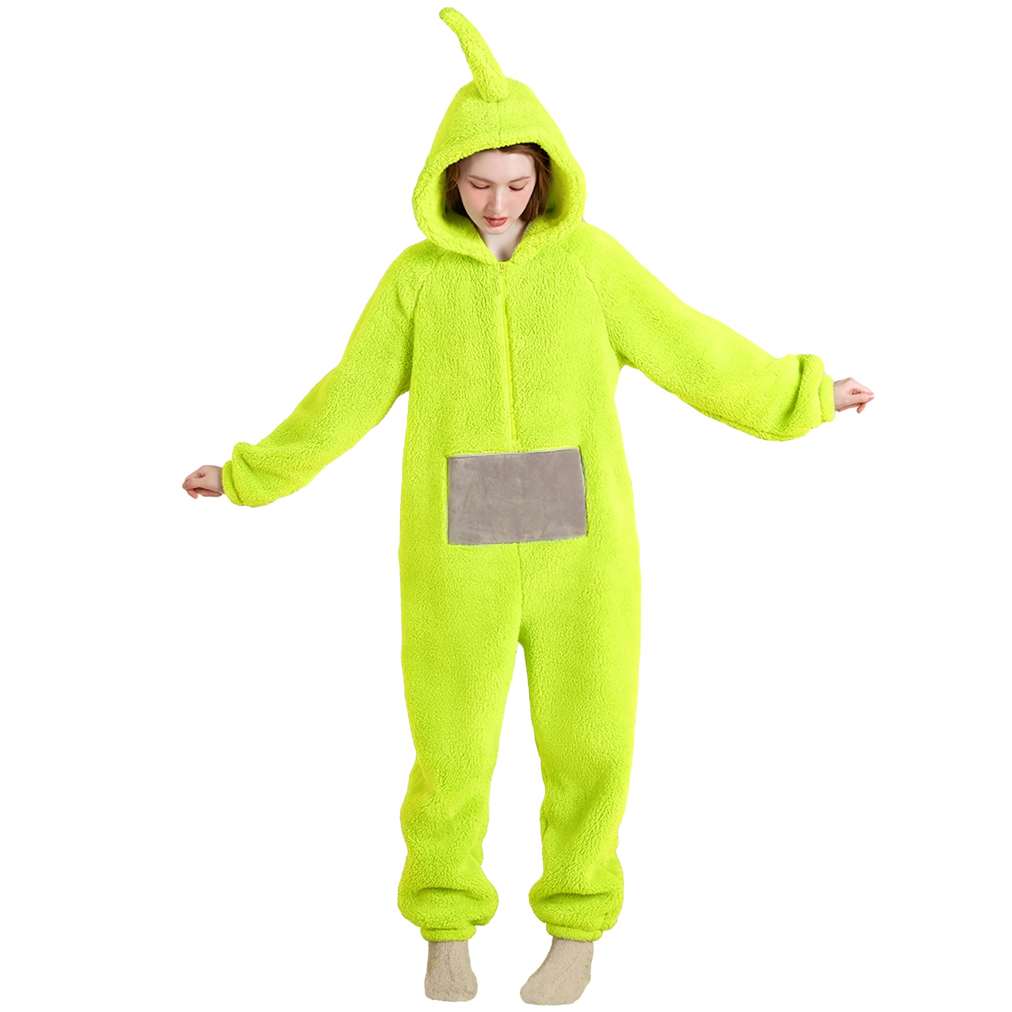 

CHALAN Teletubbies Kigurumi Fluffy Set for Extra Warm Winter Warm Indoor Size M Pajamas, Flannel, One-Piece Adults, Pajamas, Unisex, Couples зелений