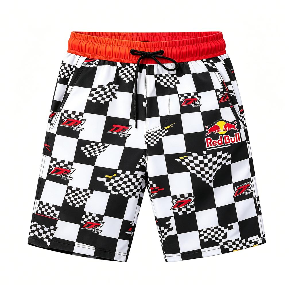 F1 Red Bull Motorsport Swim Shorts Men Summer Quick Dry Beach Board Shorts Casual Sports Racing Style Drawstring Swim Trunks