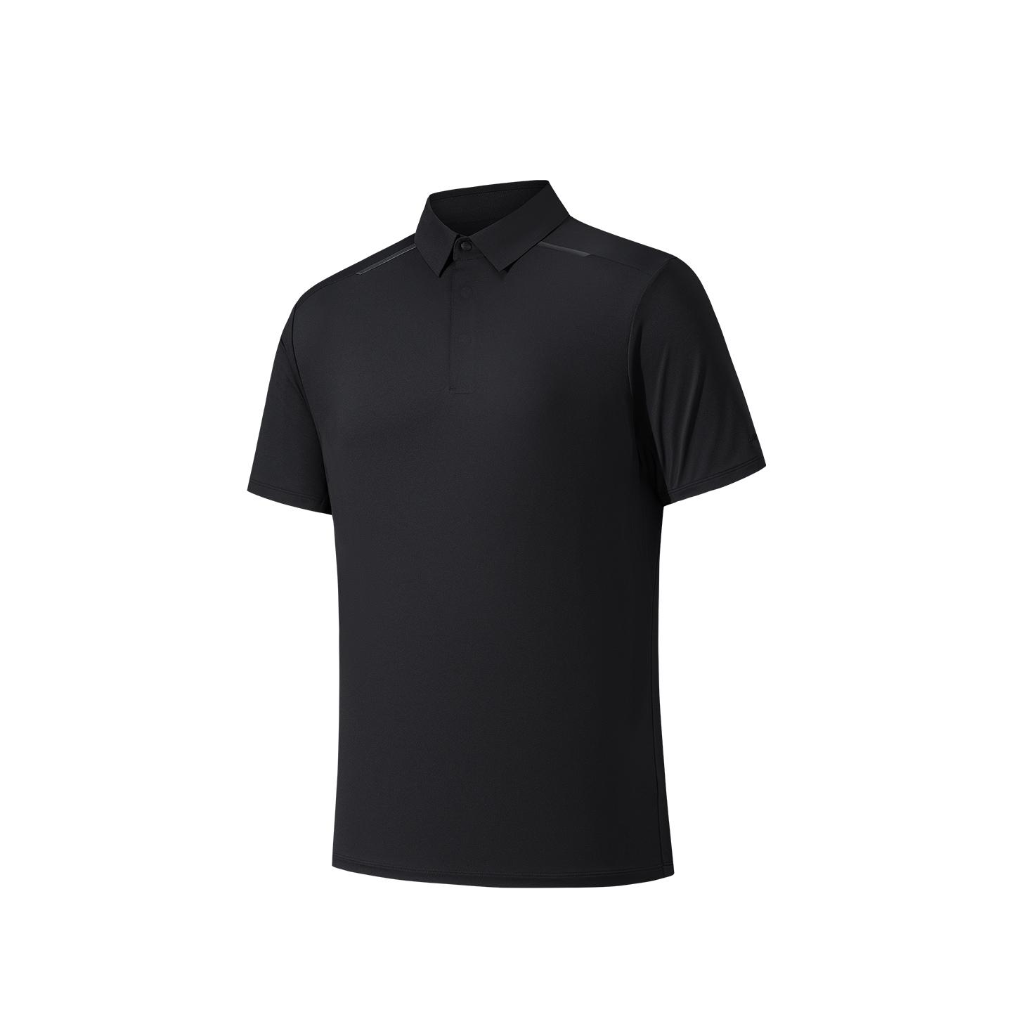 Anta Champion Breathable Mens Short Sleeve Polo Shirt Men Polo Shirts Basic-Black 152620157-2 M