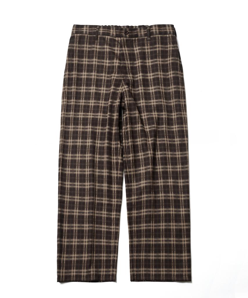 ESFAI Draped Plaid Wide Pants (Brown)