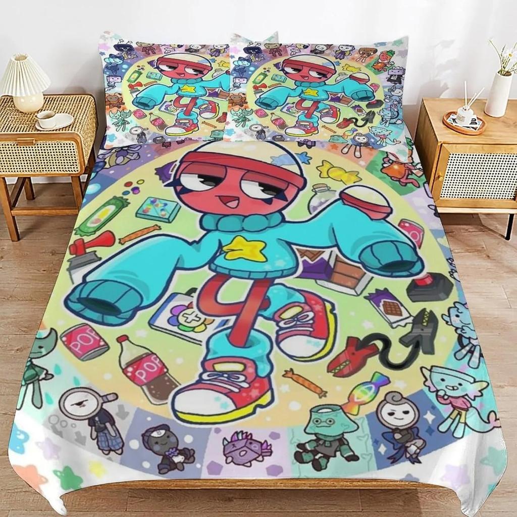 Hra D-Dandy's World Povlečení 3D Tištěná Sada Povlaku na Přikrývku s Povlaky na Polštáře Chlapec Dospívající Děti Narozeninový Dárek Měkké Roztomilé Ložní Prádlo