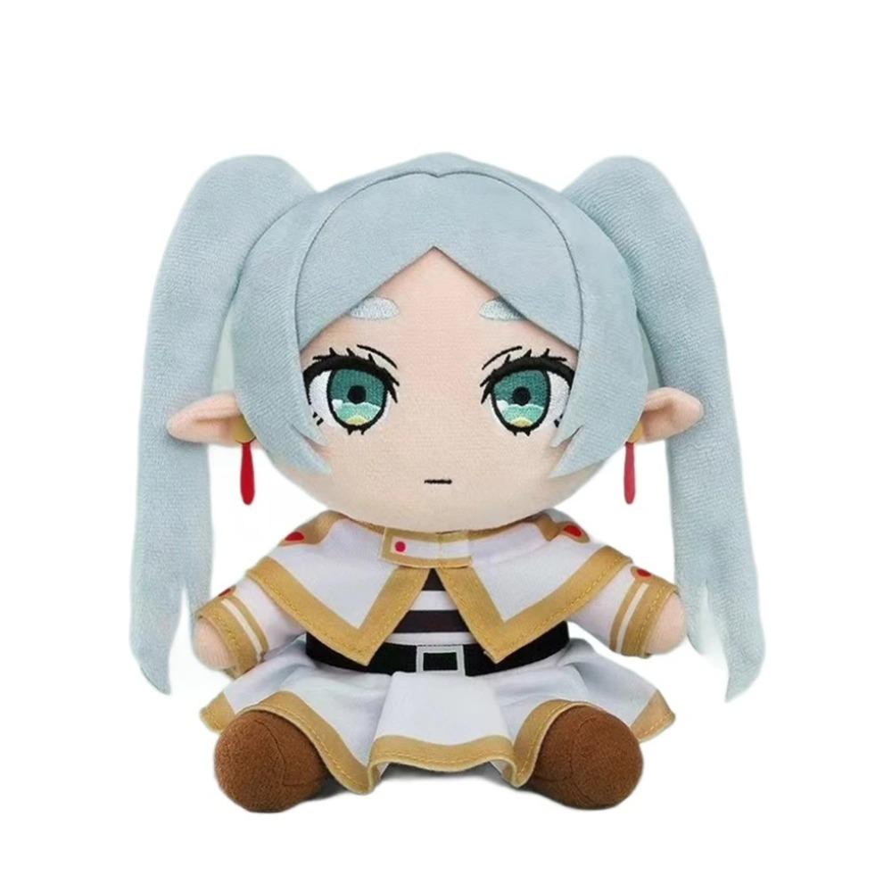 Anime periphere Puppe Frieren Plüschtier Fern Stark Puppen sitzende Haltung Actionfiguren Kissen Kinder Geburtstagsgeschenk Weihnachtsspielzeug 18-25cm white