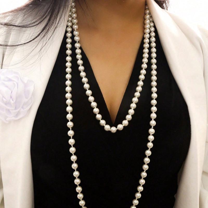 Элегантное многослойное жемчужное колье-узел покинуть белый