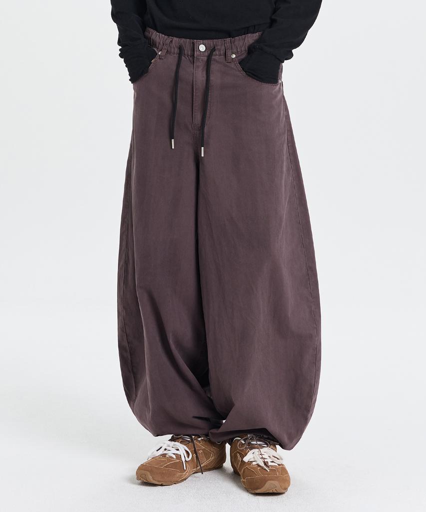 Gicheol Dyed Balloon Cotton Pants (Dark Purple)