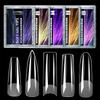 Luxury False Nail Tips Soft Gel Fingertip Semi-matte Capsules Almond French Coffin Full Cover Artificial Fake Nails Extension