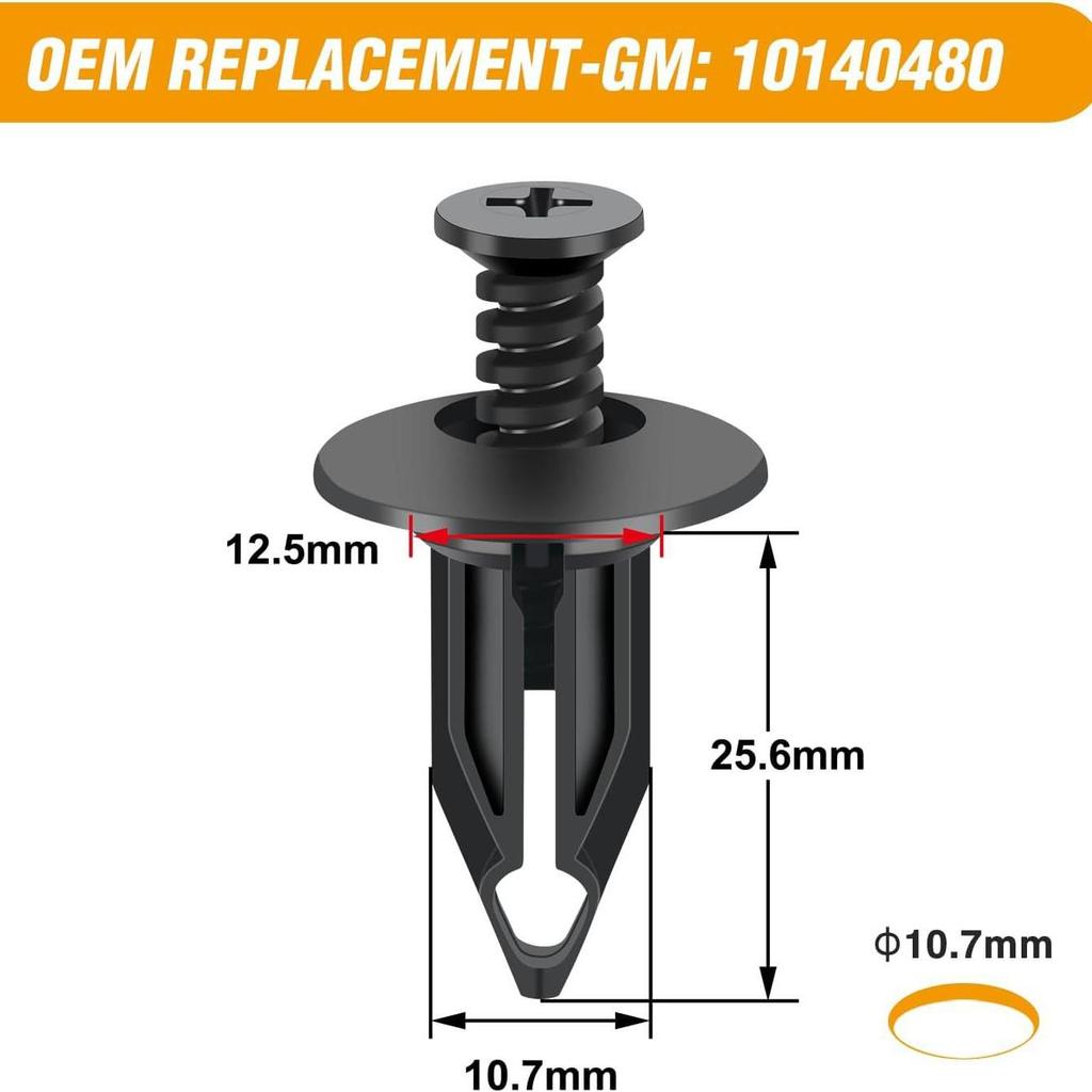 6502625 Fastener Clip for Chevrolet, Chrysler, Dodge, Ram, Jeep Models (Replaces 10140480)