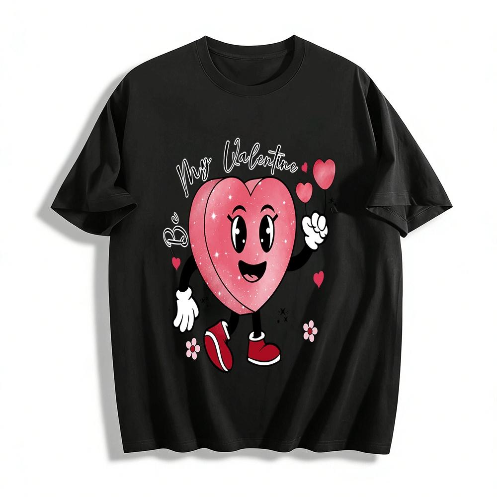 Be My Valentine Heart Print Casual Top Valentine s Day Themed Shirt Pure cotton T-shirt XXS