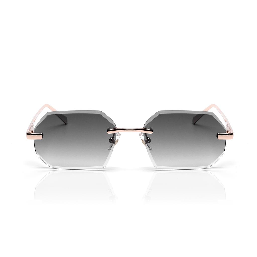 Ruiao Sonnenbrille Herren Marke Designer Mode Randlos Sonnenbrille Shades Diamantschliff Linse Damen Randlose Metallbrille