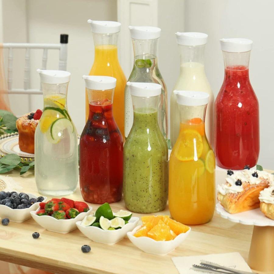 1500Ml Cold Water Pot Milk Bottle with Sealed Cap PC Cold Water Bottle Heat Resistant Beverage Juice Bottle Kitchens Accessories