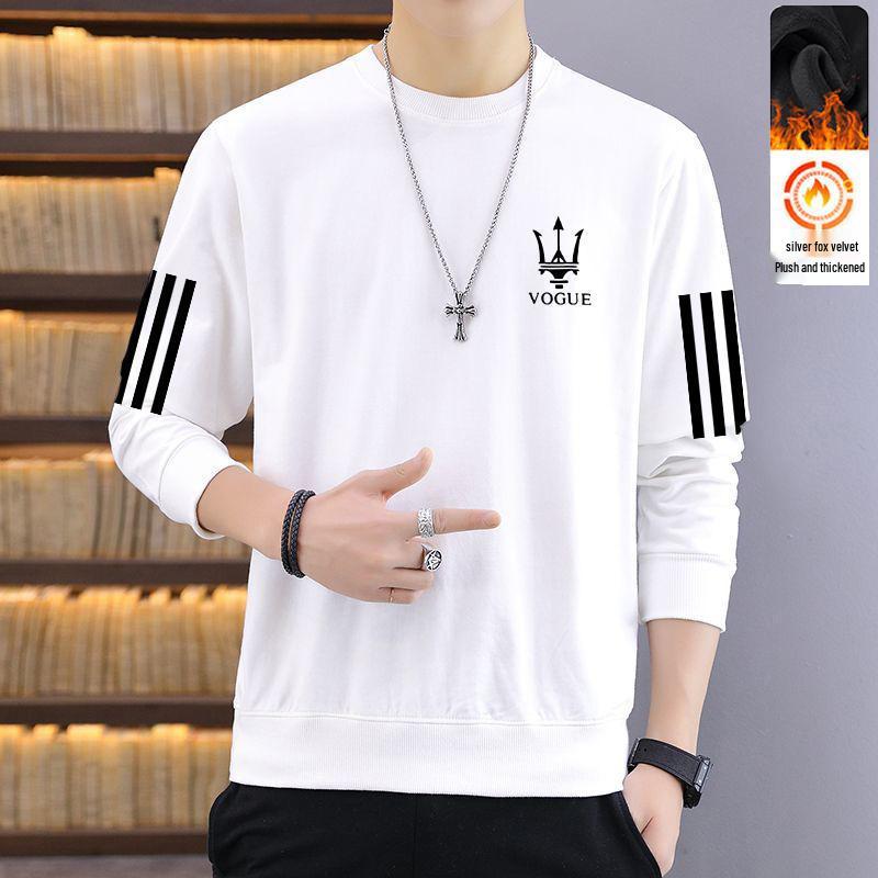 

Men s Round Neck Printed Hoodie - Autumn/Winter Loose Fit, Velvet Lined, Long Sleeve Pullover for Casual Versatile Wear. 3XL (145-160 jin)