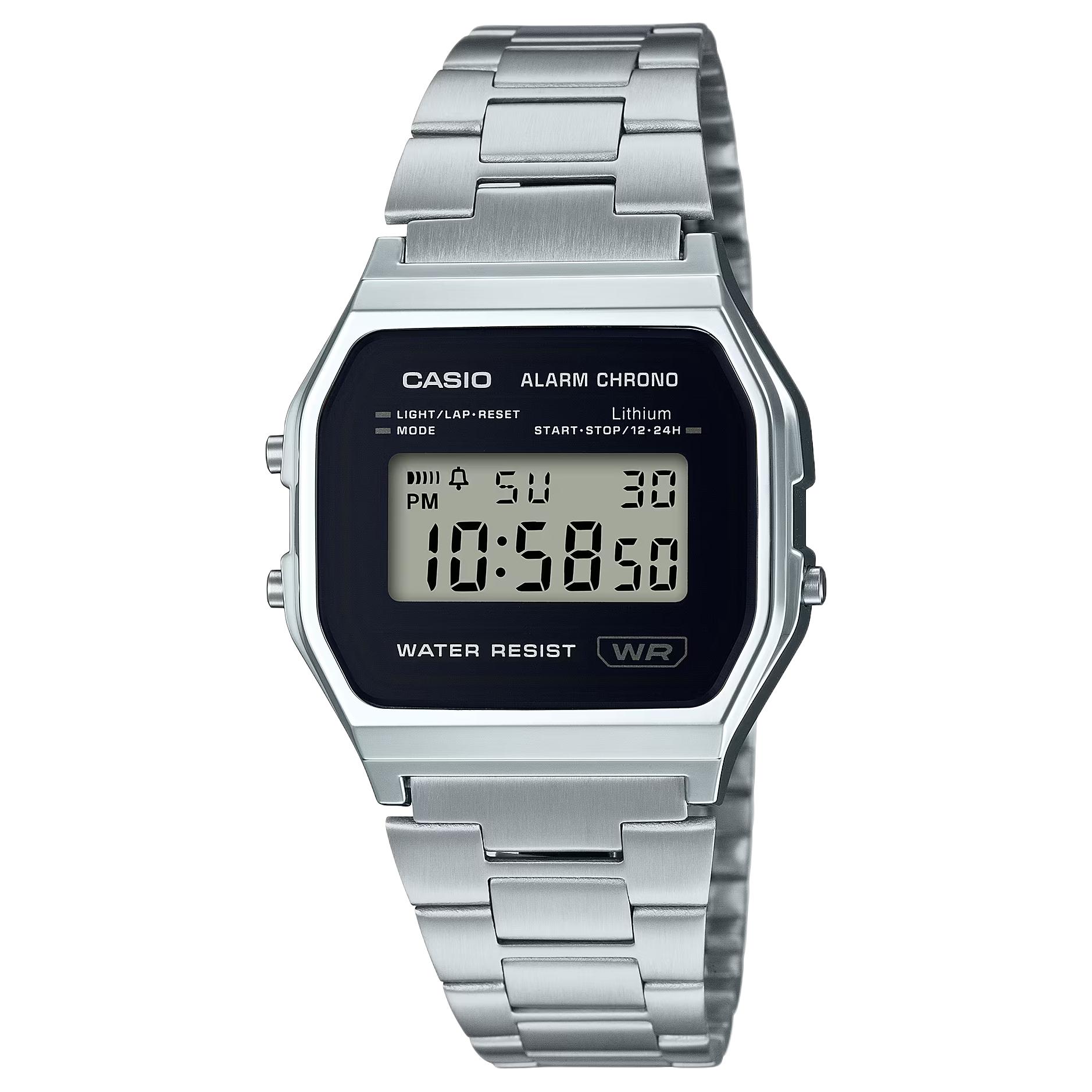 

Casio G-Shock Series Fashion Versatile Quartz Movement Stainless Steel Strap Unisex Watches Black A158WEA-1 Black Dial