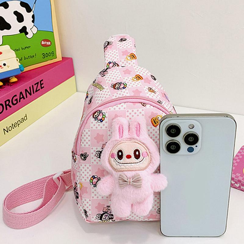 Kawaii Labubu Messenger Bag Kreslený Roztomilý Batoh pro Základní Školu The Monster Labubu Dárky pro Mateřskou Školu Dětská Taška přes Rameno