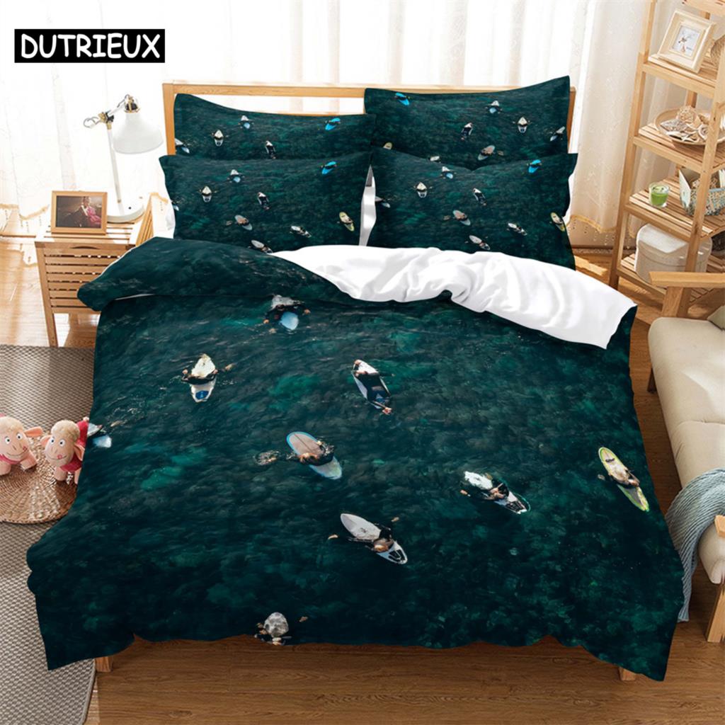 

Sea Bedding 3-piece Digital Printing Cartoon Plain Weave Craft For North America And Europe Bedding Set Queen (135x200cm)&set