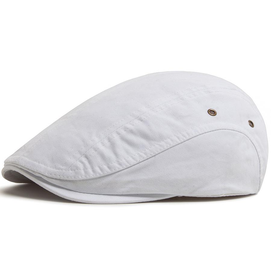 Эластичный обхват головы Японская кепка-восьмиклинка Ретро женская повседневная шляпа-берет от солнца Мужская кепка художника adjustable【55-59cm】 белый