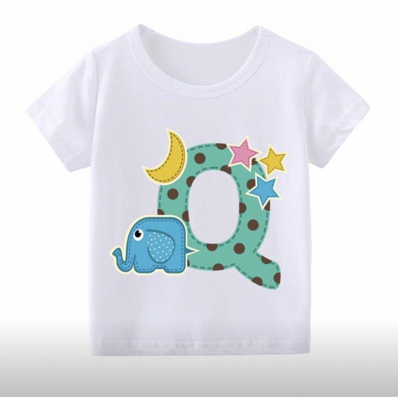 26 English Alphabet Cartoon Printed T-Shirt Children'S Jacket