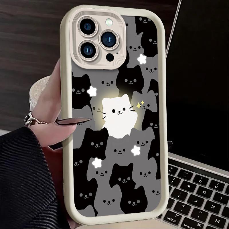 Lovely Cartoon Cat Couple Phone Case For IPhone 17 16 15 14 13 12 11 Pro Max 17 Air 14 Plus Shockproof Silicone Soft Cases Coque