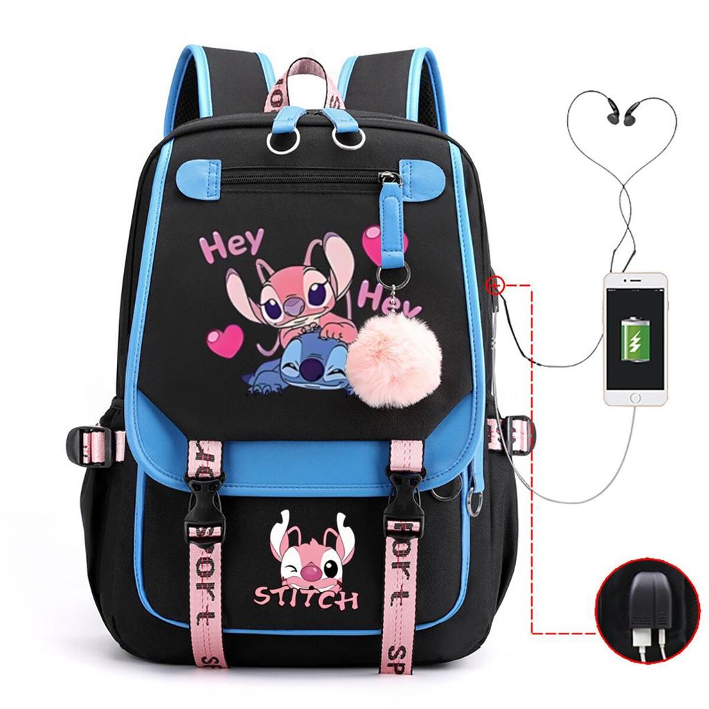 Children'S School Bag Contrasting Color Neutral Backpack Animation Printing Primary And Secondary School Students