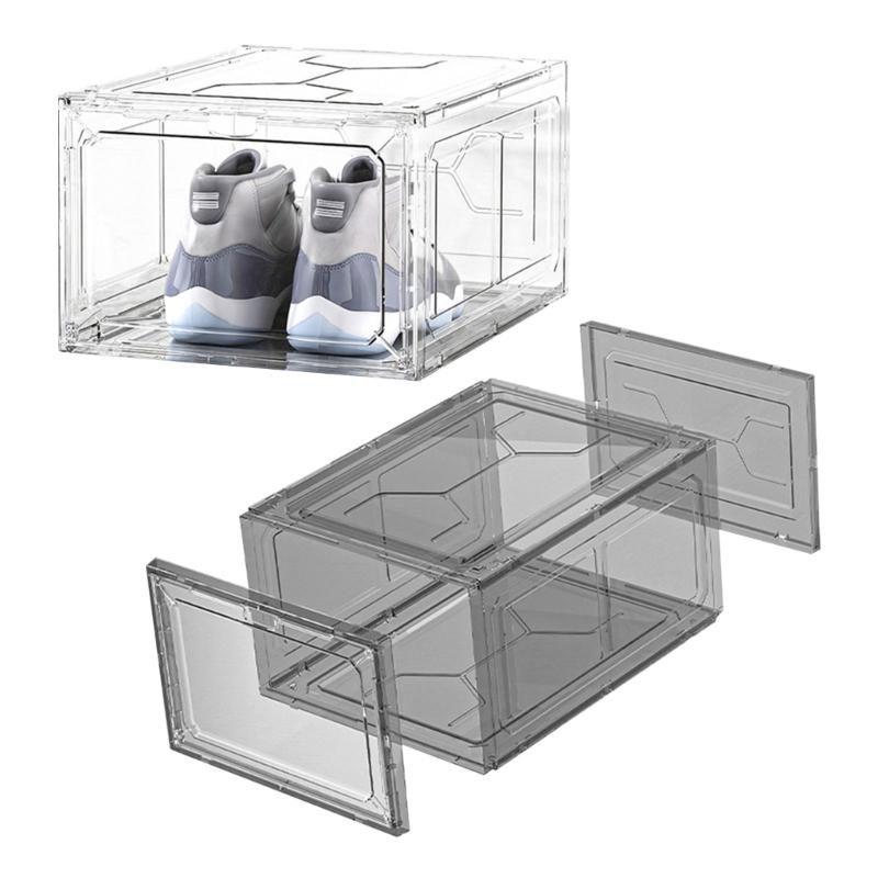 Elegant Clear Shoe Organizer Boxes Stackable Shoe Containers Clear Plastic Shoe Storage Holders for Men and Women bianco